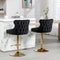 Seat Wide19.3 inches,Golden Swivel Velvet Barstools Adjusatble Seat Height from 25~33 Inch, Wing-Back Upholstered Bar Stools with Backs Comfortable Tufted for Kitchen Island or Bar,Black,Set of 2 - Supfirm