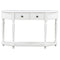 Supfirm TREXM Retro Circular Curved Design Console Table with Open Style Shelf Solid Wooden Frame and Legs Two Top Drawers (White, OLD SKU: WF298768AAK)