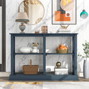 Supfirm TREXM Console Table with 3-Tier Open Storage Spaces and "X" Legs, Narrow Sofa Entry Table for Living Room, Entryway and Hallway (Navy Blue)