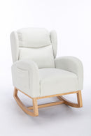 Supfirm 049-Teddy Fabric Rocking Chair With Packet Wood Legs,Ivory