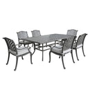 Supfirm Outdoor 7-Piece Aluminum Dining Set with Cushion, Golden Gauze