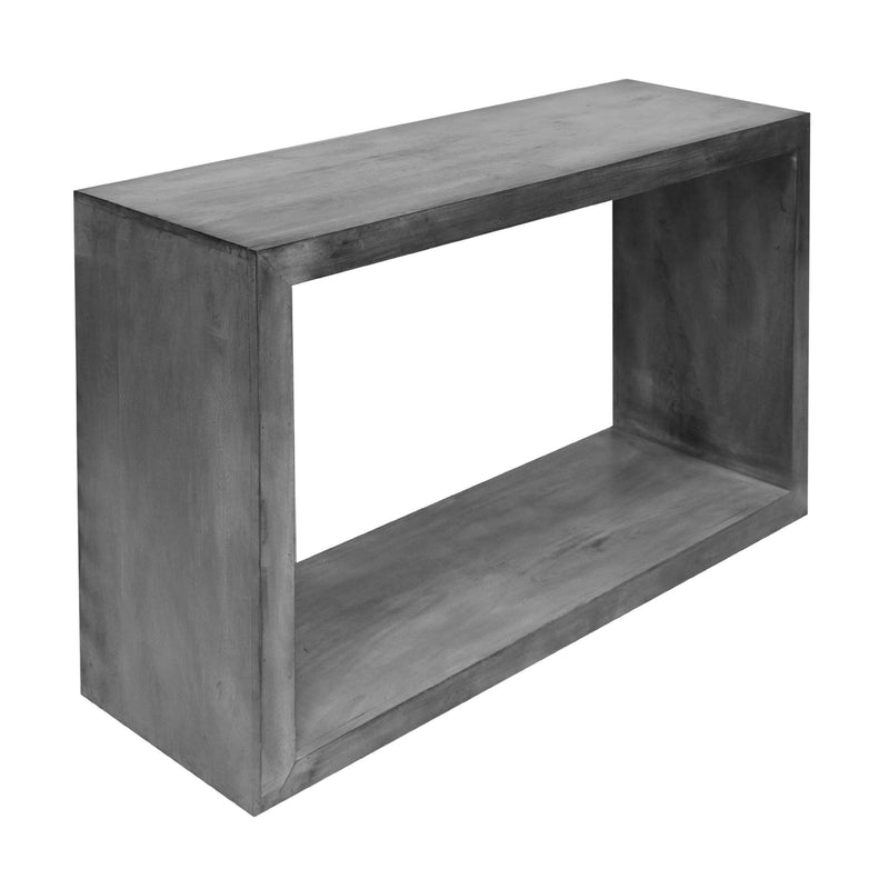 Supfirm 52" Cube Shape Wooden Console Table with Open Bottom Shelf, Charcoal Gray