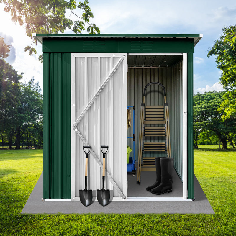 Supfirm Metal garden sheds 5ftx4ft outdoor storage sheds Green+White