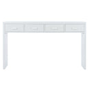 Supfirm TREXM Modern Minimalist Console Table with Open Tabletop and Four Drawers with Metal Handles for Entry Way, Living Room and Dining Room (White)