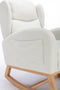 Supfirm 049-Teddy Fabric Rocking Chair With Packet Wood Legs,Ivory