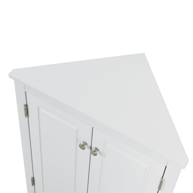 Supfirm White Triangle Bathroom Storage Cabinet with Adjustable Shelves, Freestanding Floor Cabinet for Home Kitchen