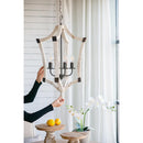 4 - Light Wood Chandelier, Hanging Light Fixture with Adjustable Chain for Kitchen Dining Room Foyer Entryway, Bulb Not Included - Supfirm