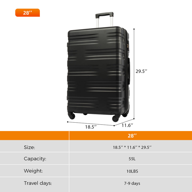 Supfirm Merax Luggage with TSA Lock Spinner Wheels Hardside Expandable Luggage Travel Suitcase Carry on Luggage ABS 28"