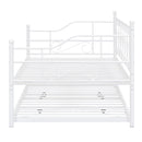 Twin Size Metal Daybed with Twin Size Adjustable Trundle, Portable Folding Trundle, White - Supfirm