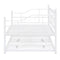 Twin Size Metal Daybed with Twin Size Adjustable Trundle, Portable Folding Trundle, White - Supfirm