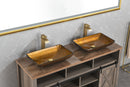 Supfirm 22.25" L -14.25" W -4 1/2" H Glass Rectangular Vessel Bathroom Sink in Gold  Set with gold Faucet and gold Pop Up Drain