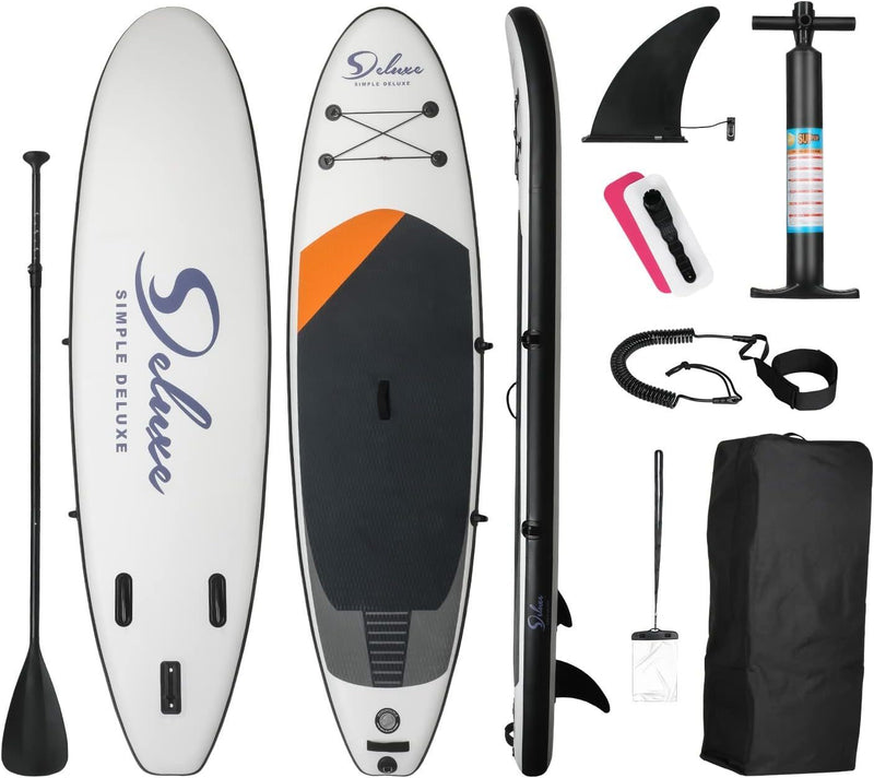 Supfirm Inflatable Stand Up Paddle Board – Simple Deluxe Premium SUP for All Skill Levels, Paddle Boards for Youth & Adults, Blow Up Stand-Up Paddleboards with Accessories & Backpack, Surf Control, Black