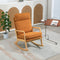 Supfirm 25.2"W Modern Rocking Chair Accent Lounge Armchair Comfy Boucle Upholstered High Back Wooden Rocker for Nursery Living Room Baby Kids Room Bedroom, Caramel