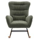 Supfirm Nursery Rocking Chair, Teddy Upholstered Glider Rocker, Rocking Accent Chair with High Backrest, Comfy Rocking Accent Armchair for Living Room, Bedroom, Offices, GREEN