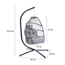 Supfirm Outdoor Patio Wicker Folding Hanging Chair,Rattan Swing Hammock Egg Chair With Cushion And Pillow