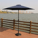 Supfirm 8.8 feet Outdoor Aluminum Patio Umbrella, Patio Umbrella, Market Umbrella with 33 pounds Round Resin Umbrella Base, Push Button Tilt and Crank lift, Navy Blue