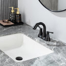 Supfirm Two Handle Matte Black Bathroom Faucet, Swivel Spout with Pop-up Drain Assembly