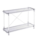 Supfirm 43.31'' Chrome Glass Sofa Table, Acrylic Side Table, Console Table for Living Room& Bedroom