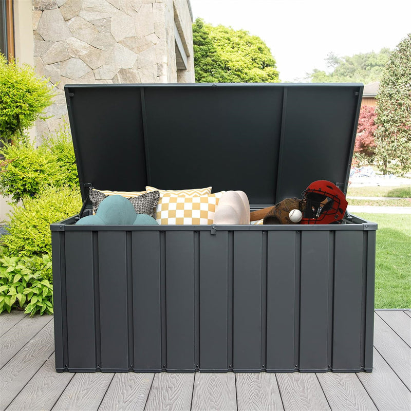 Supfirm 120 Gallon Outdoor Storage Deck Box Waterproof, Large Patio Storage Bin for Outside Cushions, Throw Pillows, Garden Tools, Lockable (Dark Gray)