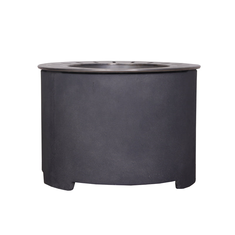 Supfirm 20.5 Inch x 15 Inch Dark Grey Faux Concrete Texture Smokeless Firepit With Wood Pellet/Twig/Wood As The Fuel