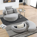 Supfirm 39"W Oversized Swivel Chair with moon storage ottoman for Living Room, Modern Accent Round Loveseat Circle Swivel Barrel Chairs for Bedroom Cuddle Sofa Chair Lounger Armchair, 4 Pillows, Teddy Fabric - Supfirm