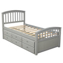 Orisfur. Twin Size Platform Storage Bed Solid Wood Bed with 6 Drawers - Supfirm