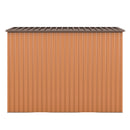 Supfirm 4.2 x 9.1 Ft Outdoor Storage Shed, Metal Tool Shed with Lockable Doors Vents, Utility Garden Shed for Patio Lawn Backyard,Brown