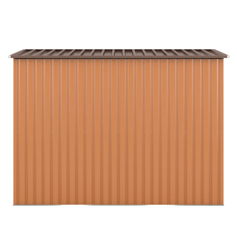 Supfirm 4.2 x 9.1 Ft Outdoor Storage Shed, Metal Tool Shed with Lockable Doors Vents, Utility Garden Shed for Patio Lawn Backyard,Brown