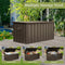 Supfirm 120 Gallon Outdoor Storage Deck Box Waterproof, Large Patio Storage Bin for Outside Cushions, Throw Pillows, Garden Tools, Lockable (Dark Brown)