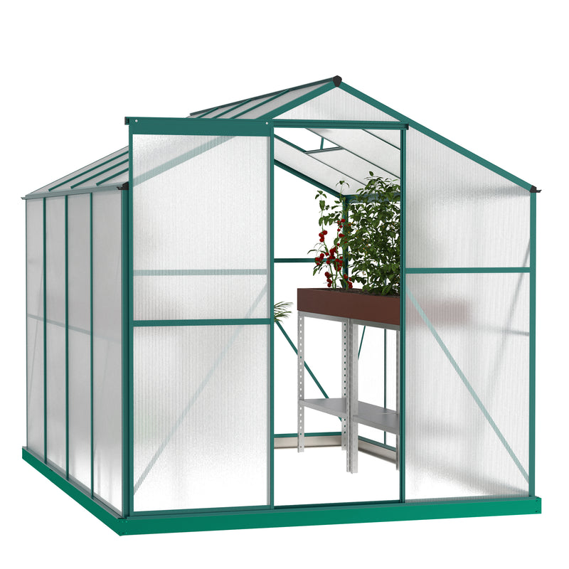 Supfirm Polycarbonate Greenhouse,6'x 8' Heavy Duty Walk-in Plant Garden Greenhouse for Backyard/Outdoor