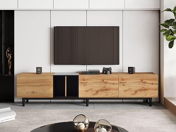 Modern TV Stand for 80'' TV with 3 Doors, Media Console Table, Entertainment Center with Large Storage Cabinet for Living Room, Bedroom - Supfirm