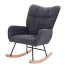 Supfirm Teddy Upholstered Nursery Rocking Chair for Living Room Bedroom(DARK GREY Teddy)