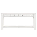 Supfirm 63" Pine Wood Console Table with 4 Drawers and 1 Bottom Shelf for Entryway Hallway Easy Assembly 63 inch Long Sofa Table (Antique White)