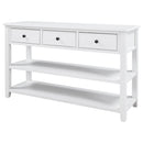 Supfirm TREXM Retro Design Console Table with Two Open Shelves, Pine Solid Wood Frame and Legs for Living Room (Antique White)