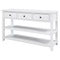 Supfirm TREXM Retro Design Console Table with Two Open Shelves, Pine Solid Wood Frame and Legs for Living Room (Antique White)