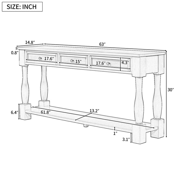 Supfirm TREXM Console Table 63" Long Console Table with Drawers and Shelf for Entryway, Hallway, Living Room (Navy, OLD SKU: WF299371AAM)