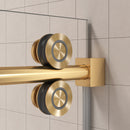 Supfirm 62'' - 66'' W x 76'' H Single Sliding Frameless Shower Door With 3/8 Inch (10mm) Clear Glass in Brushed Gold