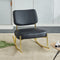 Supfirm PU material cushioned rocking chair, unique rocking chair, cushioned seat, black backrest rocking chair, and gold metal legs. Comfortable side chairs in the living room, bedroom, and office