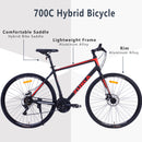 Supfirm 21 Speed Hybrid bike Disc Brake 700C Road Bike For men women's City Bicycle