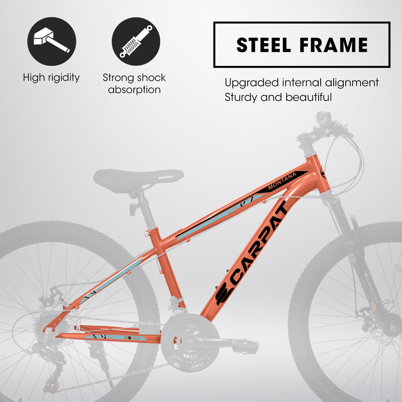 Supfirm A2610 26 inch Mountain Bike 21 Speeds, Suspension Fork, Steel Frame Disc-Brake for Men Women Mens Bicycle Adlut Bike