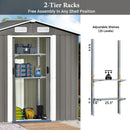 Supfirm TOPMAX Patio 6ft x4ft Bike Shed Garden Shed, Metal Storage Shed with Adjustable Shelf and Lockable Door, Tool Cabinet with Vents and Foundation for Backyard, Lawn, Garden, Gray