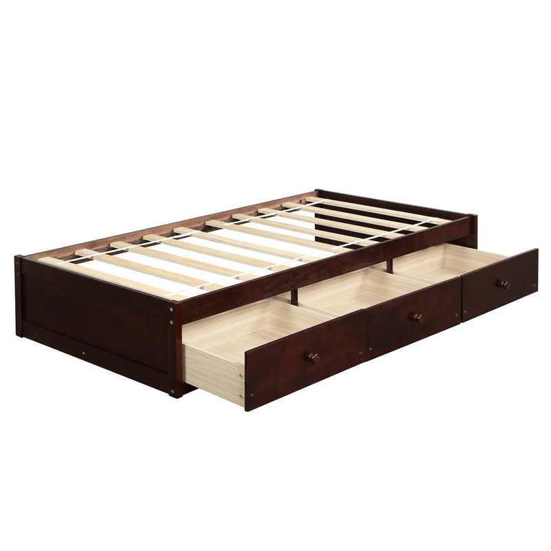 Orisfur. Twin Size Platform Storage Bed with 3 Drawers - Supfirm