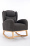 Supfirm 049-Teddy Fabric Rocking Chair With Packet Wood Legs,Dark Gray