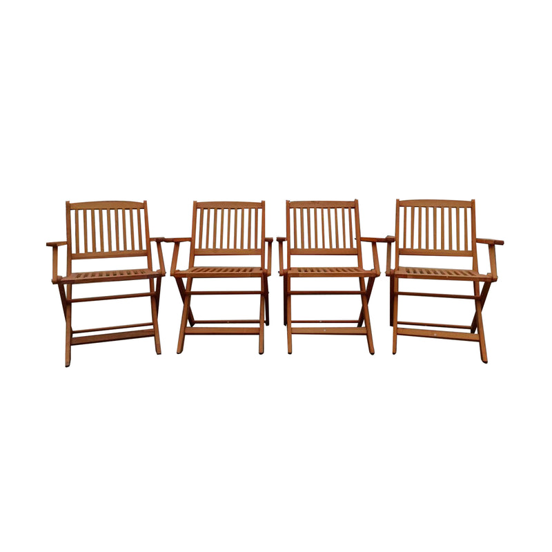 Supfirm Foldable Patio Dining Set, 4 Folding Chairs, Indoor and outdoor universal, Teak