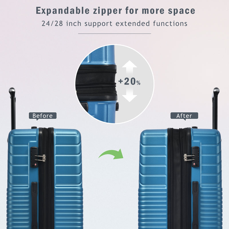 Supfirm Hardshell Luggage Sets 3 Piece double spinner 8 wheels Suitcase with TSA Lock Lightweight 20''24''28''