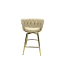 Bar Chair Toweling Woven Bar Stool Set of 4,Golden legs Barstools No Adjustable Kitchen Island Seat Chairs,360 Swivel Bar Stools Upholstered Counter Stool Arm Chairs with Back Footrest, (White) - Supfirm