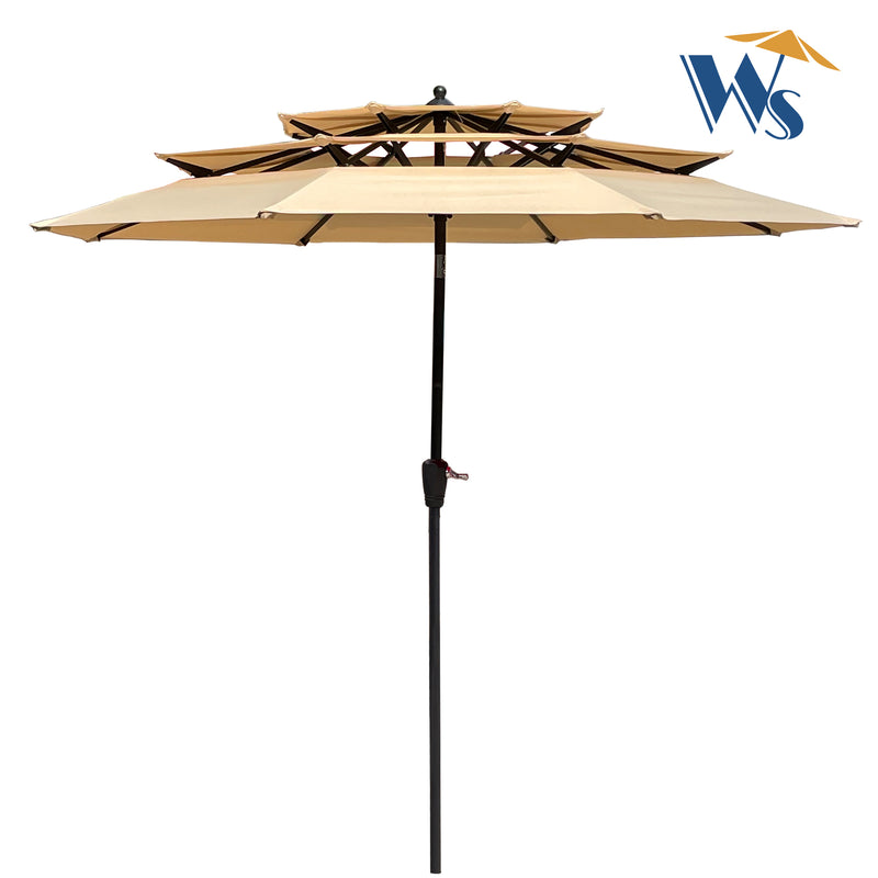 Supfirm 9Ft 3-Tiers Outdoor Patio  Umbrella with Crank and tilt and Wind Vents for Garden Deck  Backyard Pool Shade Outside Deck Swimming Pool