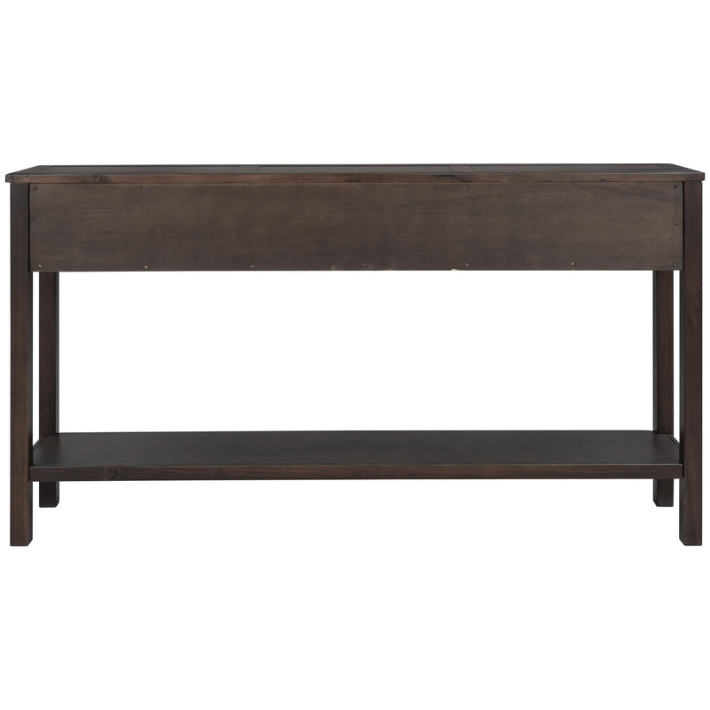 Supfirm TREXM Rustic Entryway Console Table, 60" Long Sofa Table with two Different Size Drawers and Bottom Shelf for Storage (Espresso)