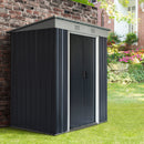 Supfirm 6' x 4' Metal Lean to Garden Shed, Outdoor Storage Shed, Garden Tool House with Double Sliding Doors, 2 Air Vents for Backyard, Patio, Lawn, Black