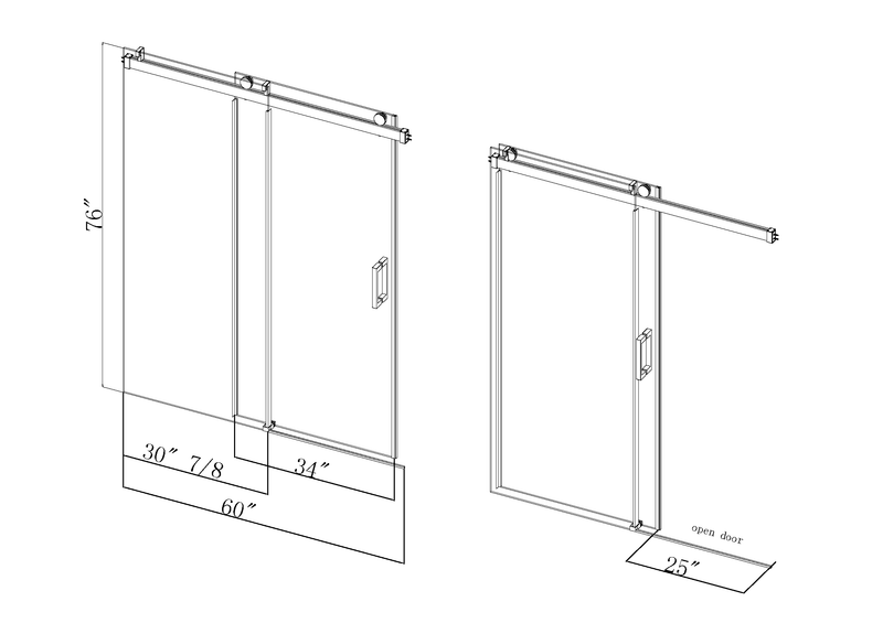 Supfirm 56 to 60 in. W x 76 in. H Sliding Frameless Soft-Close Shower Door with Premium 3/8 Inch (10mm) Thick Tampered Glass in Brushed Nickel 22D01-60BN